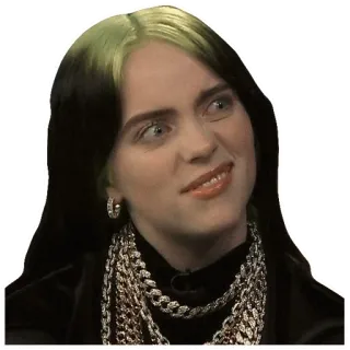 🥴 Billie Eilish Билли Айлиш, певица, знаменитость, музыка, поп, мем telegram sticker