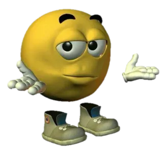 😶 Emoticon, Meme, 3D, Personaggio, Giallo, Scarpe whatsapp sticker