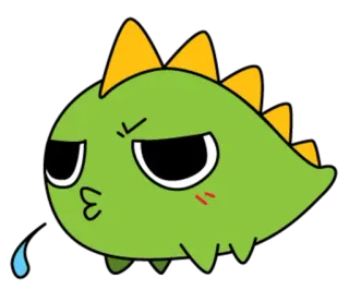 😏 динозавр, мультфильм, милый, зеленый, наклейка, животное, каваий telegram sticker