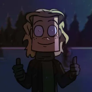 👍 Cartoon, Duim omhoog, Personage, Glimlachend telegram sticker