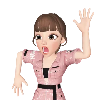 😮 desenho animado, chocado, surpresa, menina, animado, assustado, medo whatsapp sticker