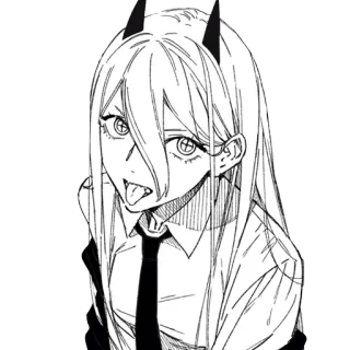 😛 Power Chainsaw Man anime, manga, devil, demon, horns, tongue telegram sticker