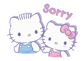 💞 Hello Kitty Sorry hello kitty, lindo, lo siento, disculpa, kawaii, dibujos animados, gato whatsapp sticker