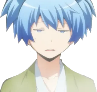😒 Nagisa Shiota Assassination Classroom anime, personaggio, capelli blu, in espressivo, Nagisa telegram sticker