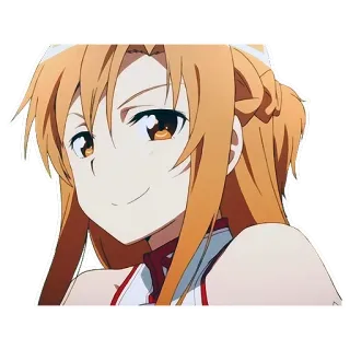 😏 Asuna Yuuki Sword Art Online anime, cartone animato, sorridente, femmina, personaggio, Asuna, Sword Art Online telegram sticker
