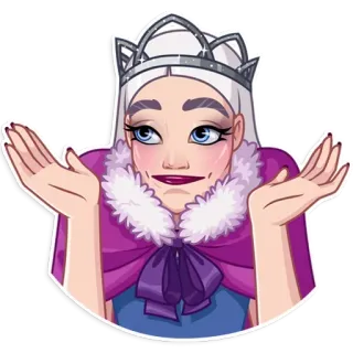 🤷‍♀️ regina, scrollata di spalle, principessa, cartone animato, personaggio, gesto, espressione telegram sticker