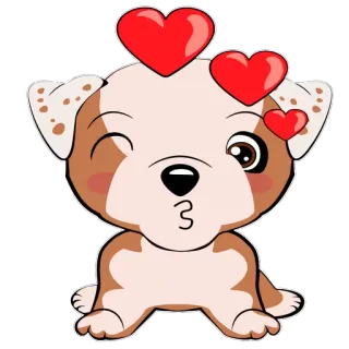 😘 犬, ハート, かわいい, 動物, ステッカー, 漫画 telegram sticker