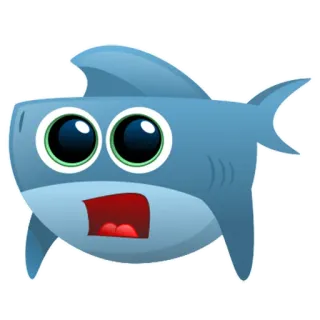 😧 鲨鱼, 卡通, 动物, 海洋生物, 鱼, 插画, 可爱 telegram sticker