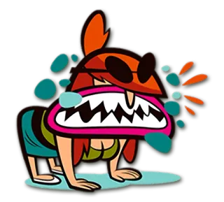 😡 卡通, 怪物, 角色, 生物, 牙齿, 粉色 telegram sticker