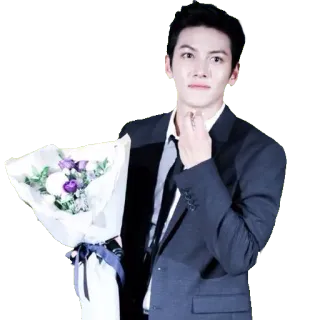 💐 acteur, coréen, homme, costume, fleurs, bouquet, célébrité whatsapp sticker