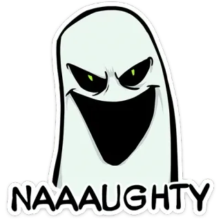 👻 NAAAUGHTY fantasma, tenebroso, dibujos animados, halloween, travieso, espeluznante, monstruo, divertido telegram sticker