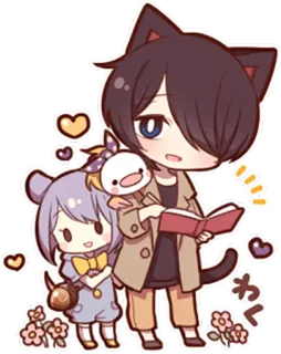 ✍ わく Anime, Kawaii, Katzenohren, Zeichnung, Süß, Herz, Manga whatsapp sticker
