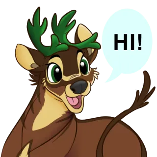 👋 HI! олень, животное, привет, здравствуйте, милый, мультфильм telegram sticker