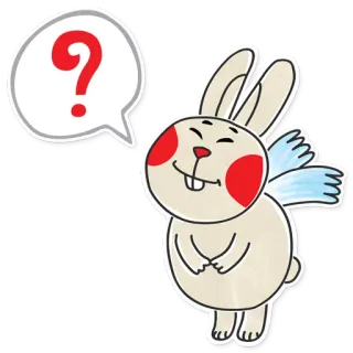❓ ? ponto de interrogação, coelho, desenho animado, asas, adesivo telegram sticker