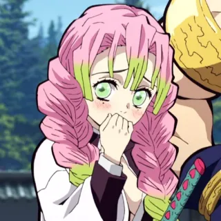 💖 Mitsuri Kanroji Demon Slayer animé, Demon Slayer, Mitsuri, Kanroji, Pilier de l'Amour, mignon, manga telegram sticker