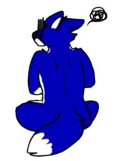 😖 furry, cartoon, animal, blue, dog, fox telegram sticker