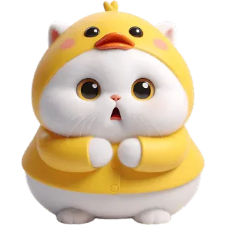 😯 kot, kociak, kaczka, zwierzę, słodki, kreskówka telegram sticker
