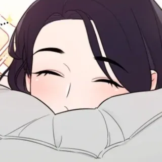 🔖 mujer, durmiendo, almohada, anime, dibujos animados whatsapp sticker