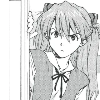 🤨 Asuka Langley Sohryu Neon Genesis Evangelion アニメ, マンガ, 漫画, キャラクター, 女の子, 真剣, アスカ telegram sticker
