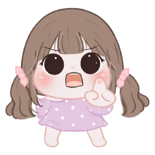 🐤 Мультфильм, Девушка, Средний палец, Оскорбительный telegram sticker
