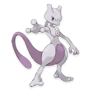 💪 Mewtwo Pokemon 宝可梦, 超梦, 超能力, 传说, 怪兽, 生物 whatsapp sticker