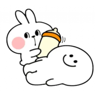 😒 うさぎ, かわいい, マンガ, 哺乳瓶, 動物 telegram sticker