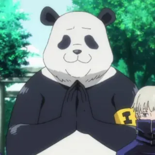 🍸 Panda Jujutsu Kaisen แพนด้า, Jujutsu Kaisen, อนิเมะ, มานุษยรูปนิยม, เครื่องแบบนักเรียน whatsapp sticker