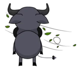☹ trâu, động vật, lá cây, hoạt hình telegram sticker