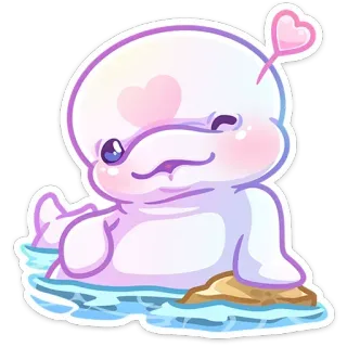 😘 carino, foca, kawaii, cartone animato, animale, mare, cuore whatsapp sticker