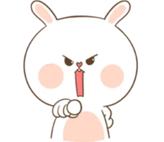 😡 rabbit, angry, pointing, cartoon, cute, expression, animal telegram sticker