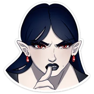 😡 эльф, женщина, фэнтези, персонаж, стикер, палец к губам, тсс whatsapp sticker