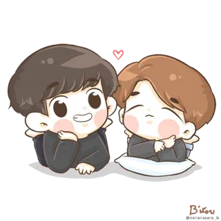 😊 Hoạt hình, Chibi, Dễ thương, Tình bạn, Kawaii, Trái tim, Tình yêu telegram sticker