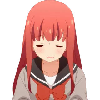 😔 anime, girl, red hair, disappointed, sad, expression telegram sticker