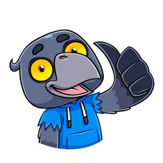 👍 Cartoon, Krähe, Vogel, Daumen hoch, Avatar, Figur, Sticker telegram sticker