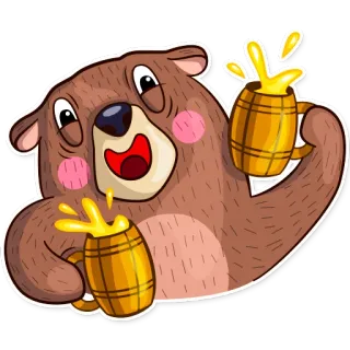 🍻 bear, cartoon, honey, drink, happy, fun whatsapp sticker