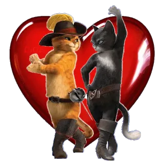 💑 Puss in Boots gato, espada, coração, animado, amizade whatsapp sticker