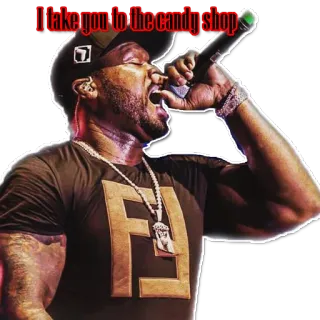 🎤 50 Cent I take you to the candy shop 50 Cent, rapper, Candy Shop, muziek, microfoon telegram sticker