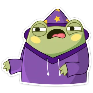 😧 rana, mago, cartone animato, adesivo, divertente, carino, magia telegram sticker