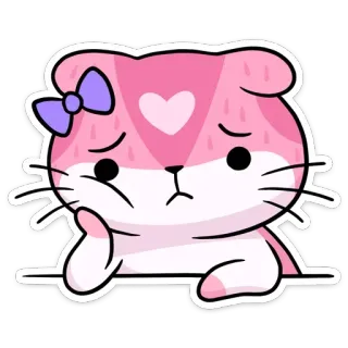 ☹️ gato, fofo, rosa, coração, kawaii, adesivo, animal telegram sticker
