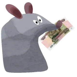 💵 100 szczur, pieniądze, ruble, waluta, kreskówka, ilustracja whatsapp sticker