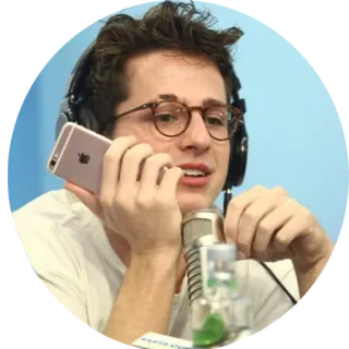 📱 Charlie Puth singer, musician, portrait, celebrity, recording artist, headset, microphone telegram sticker