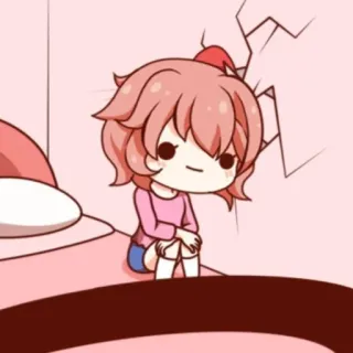 😵 Sayori Doki Doki Literature Club! Anime, Dessin animé, Triste, Personnage, Rose, Chibi whatsapp sticker