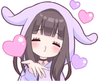 ❤️ Anime, Fille, Coeurs, Mignon, Kawaii, Amour, Baiser telegram sticker