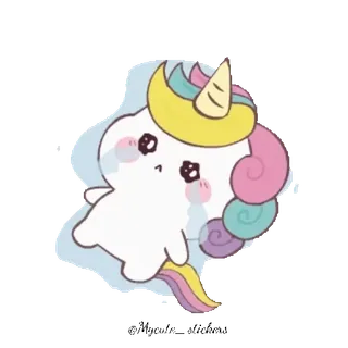 🌈 unicórnio, fofo, kawaii, desenho animado, fantasia, animal telegram sticker