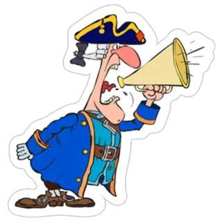 📣 Kapitän, Pirat, laut, Megafon, Cartoon telegram sticker