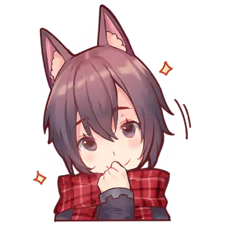 ☺️ ragazza anime, carina, orecchie da gatto, sciarpa, cartone animato, kawaii telegram sticker
