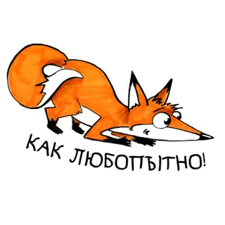 🤔 КАК ЛЮБОПЫТНО! fox, cartoon, animal, curious, cute, russian telegram sticker