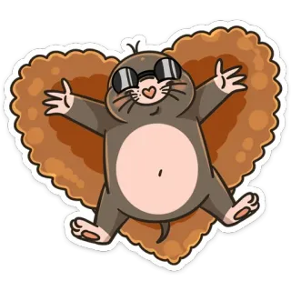 ❤️ talpa, animale, cartone animato, occhiali da sole, cuore whatsapp sticker