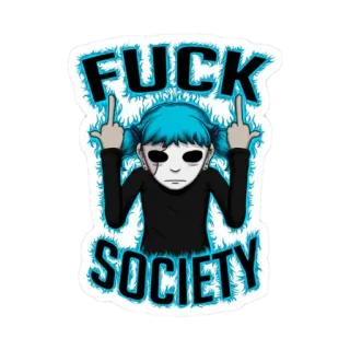 🎸 Sally Face FUCK SOCIETY sally face, mittelfinger, gesellschaft, fick, anime, spiel, charakter telegram sticker