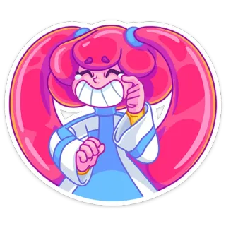 😀 sticker, cartoon, cheveux roses, mignon, animé, personnage whatsapp sticker